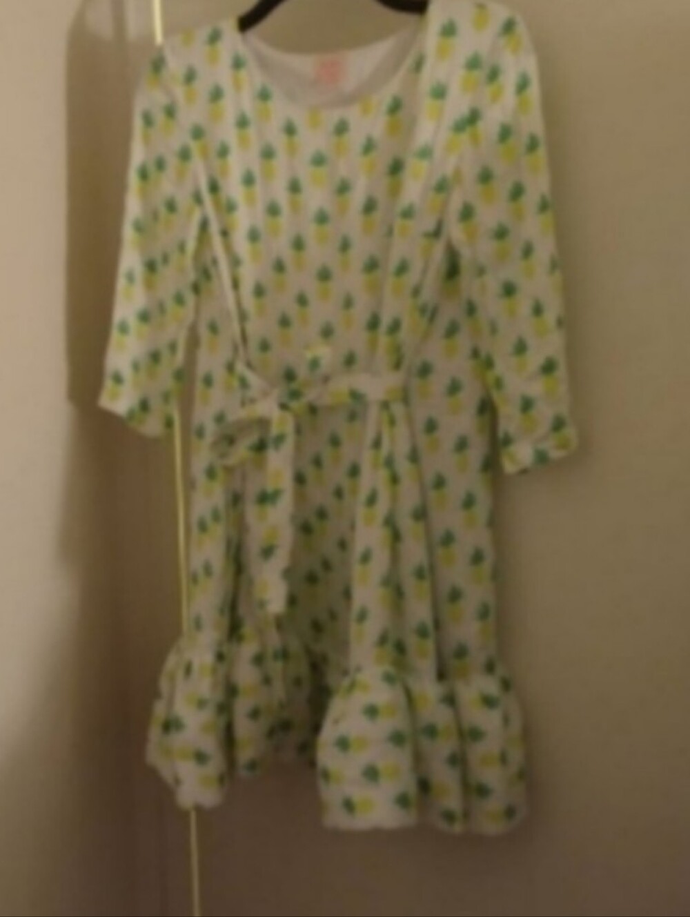 Persifor Pineapple Print Ruffle Hem Womens Mini Dress Sz XS